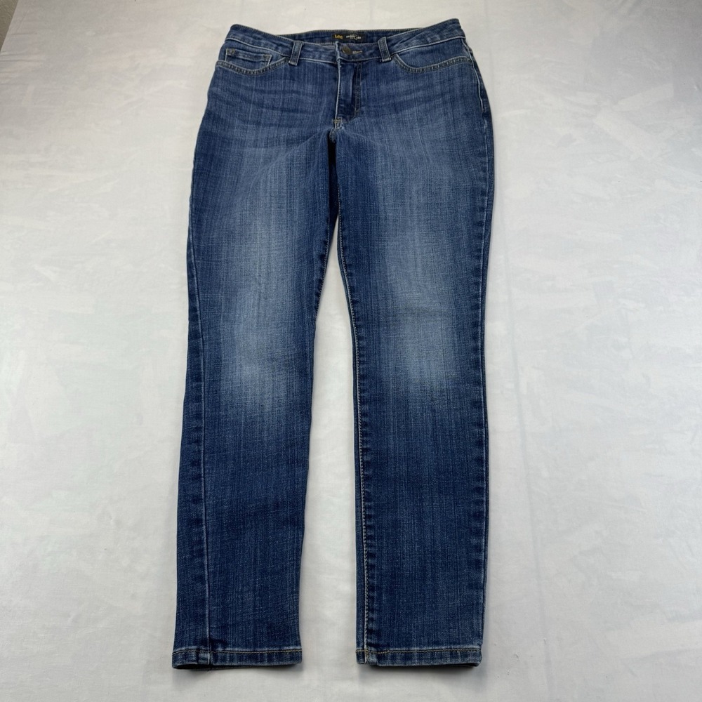 Lee Slim Fit Skinny Leg Mid Rise Jeans Women's Size 8 Dark Wash Stretch